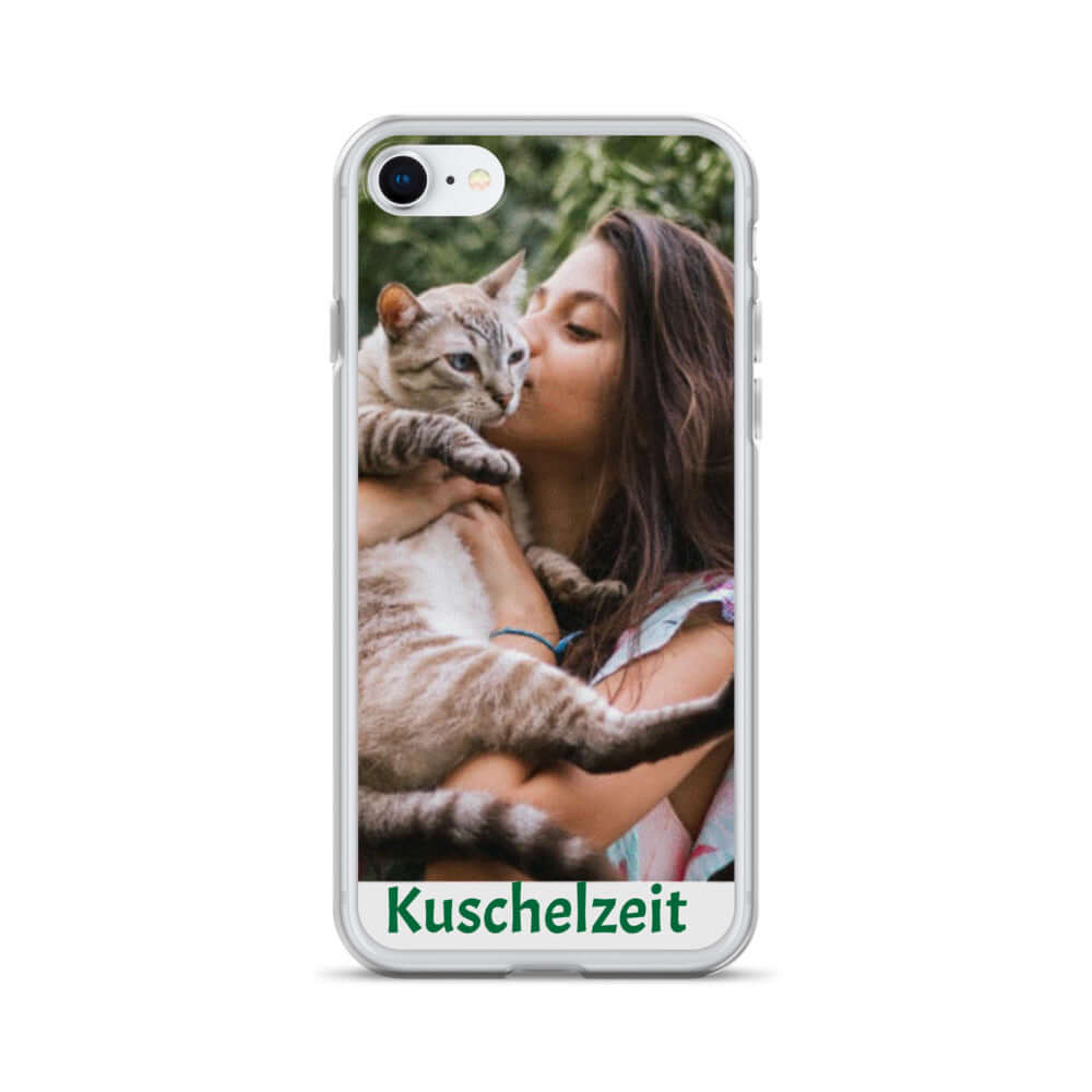 Personalisierte iPhone-Hülle mit eigenem Foto und Text Kuschelzeit, schützt vor Kratzern, Staub und Schmutz, flexible Seiten, präzise Öffnungen